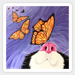 Butterfly Kisses on Cat Nose Sticker